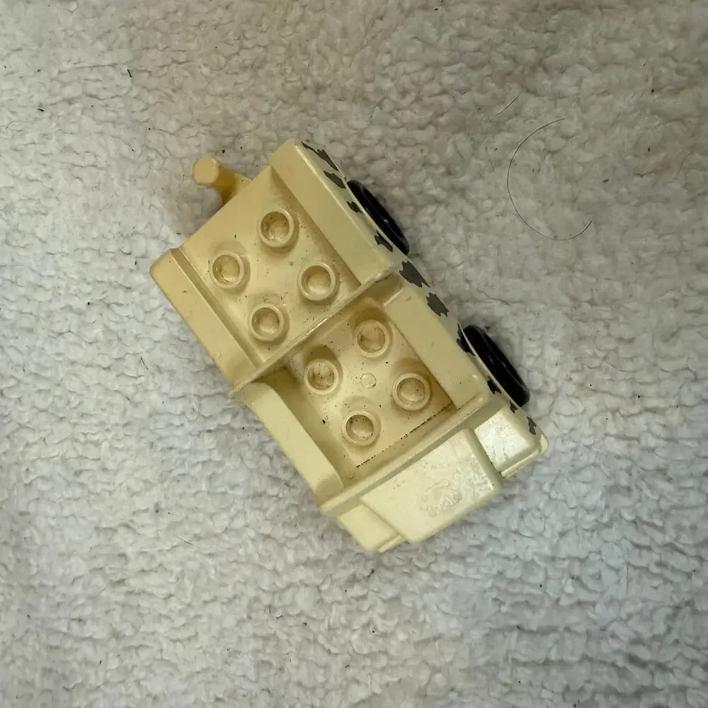 Vintage Lego Duplo Zoo Zebra Stripe Truck Car w Hitch Black White Vehicle Safari